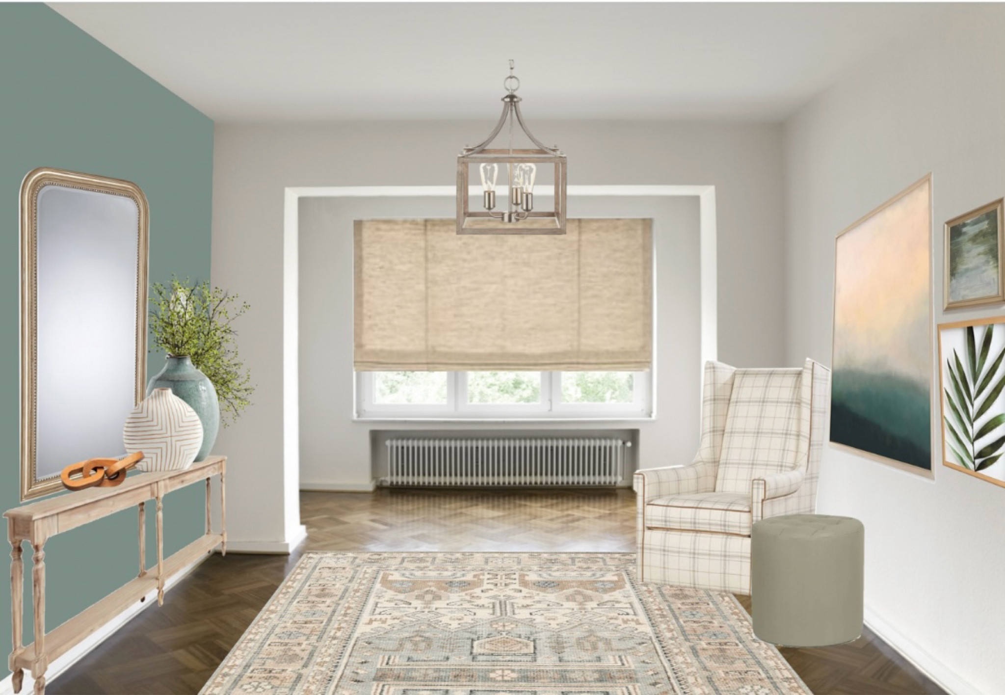 Foyer/entry room decor for your home including area rug, wing back plaid chair, ottoman, console table, and more!
#homedecor #wingback #homedecor #potterybarn

#LTKStyleTip #LTKFindsUnder50 #LTKHome