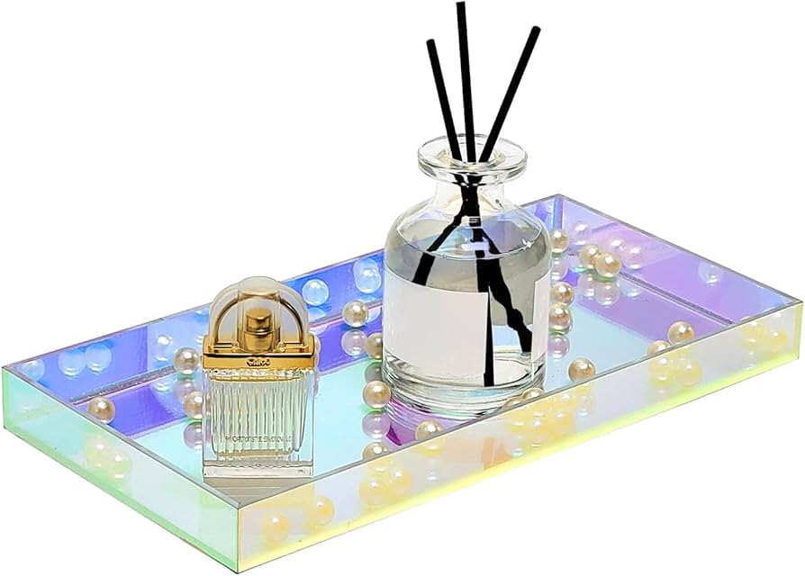 ROYALITA Iridescent Acrylic Vanity Tray, Small Acrylic Trays Spill Proof | Amazon (US)