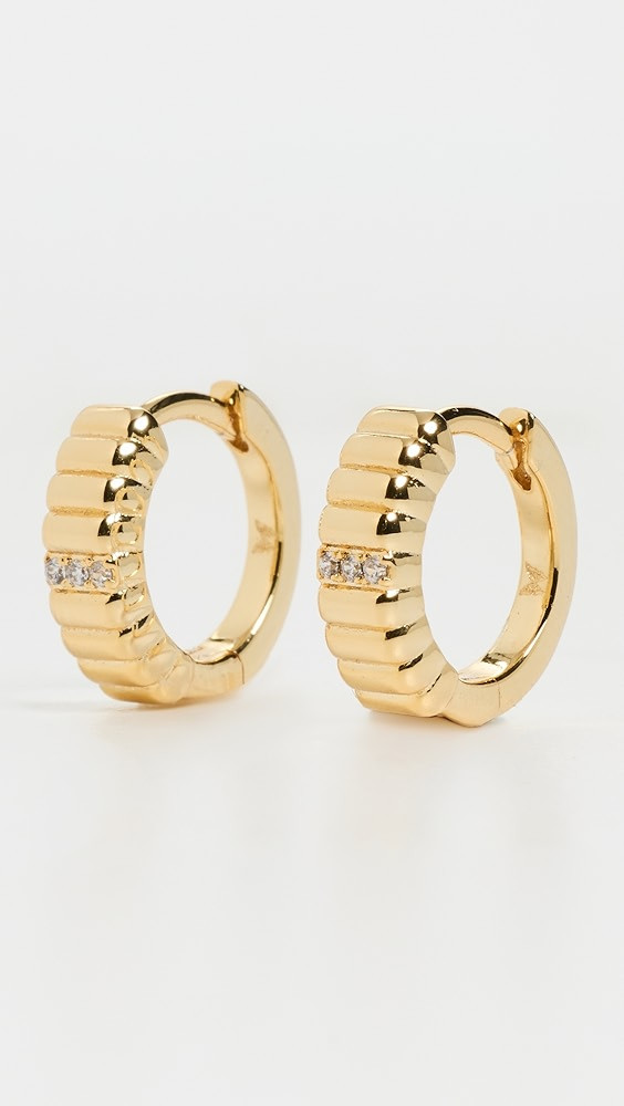 By Adina Eden Pave Accented Ridged Huggie Earrings | Shopbop | Shopbop