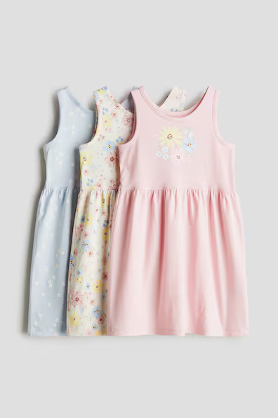 H & M - 3-pack Printed Cotton Dresses - White | H&M (US + CA)