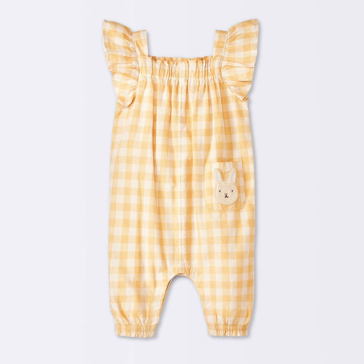 Baby Girls' Gingham Gauze Romper - Cloud Island™ Yellow | Target