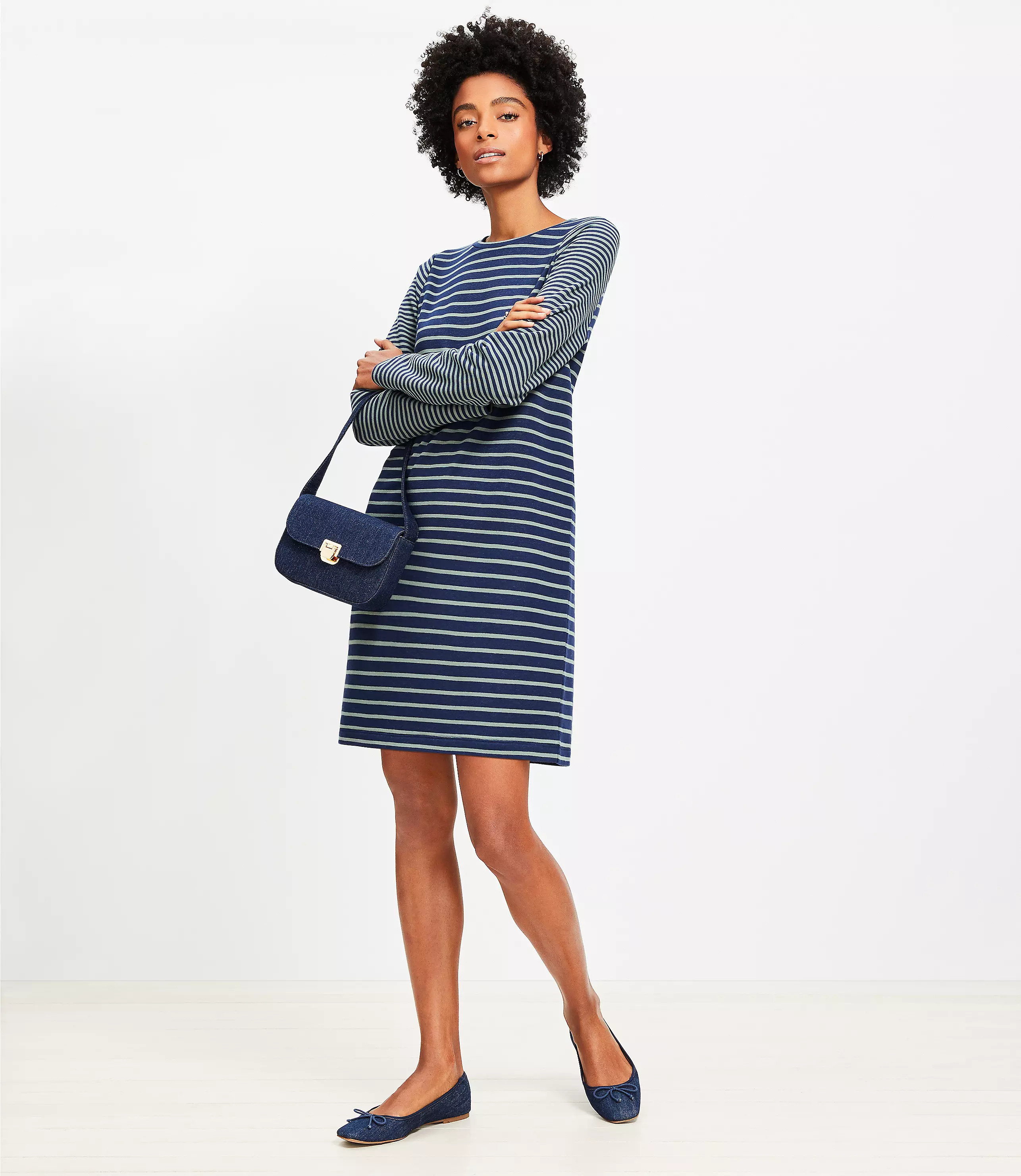 Striped Terry Mini Dress | LOFT