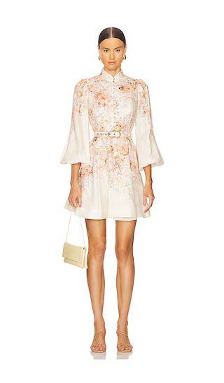 Illustration Buttoned Mini Dress in Cream Rococo Floral | White Dress With Sleeves | Fall Dress | Revolve Clothing (Global)