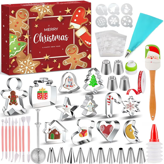 Baking Tool Advent Calendar Adult Women, 24 Day Christmas Countdown Calendar with Assorted Christmas Cookie Cutters Baking Supplies Gift for Beginners | Amazon (US)