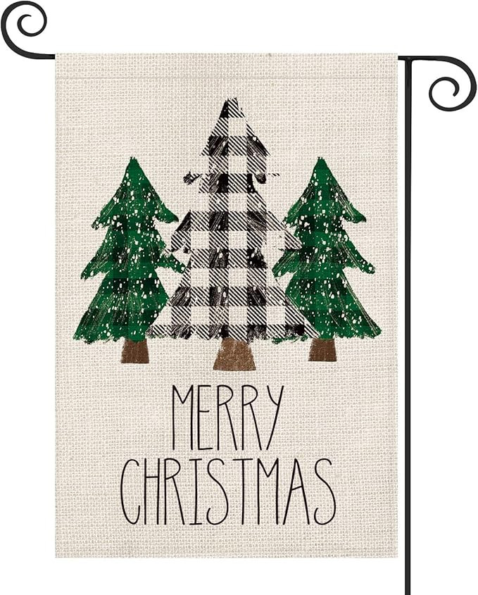 AVOIN Buffalo Plaid Christmas Tree Garden Flag Vertical Double Sized, Winter Holiday Yard Outdoor... | Amazon (US)
