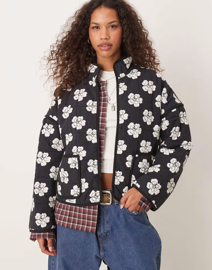 Free People Chloe floral print padded jacket in night blooms-Multi | ASOS (Global)