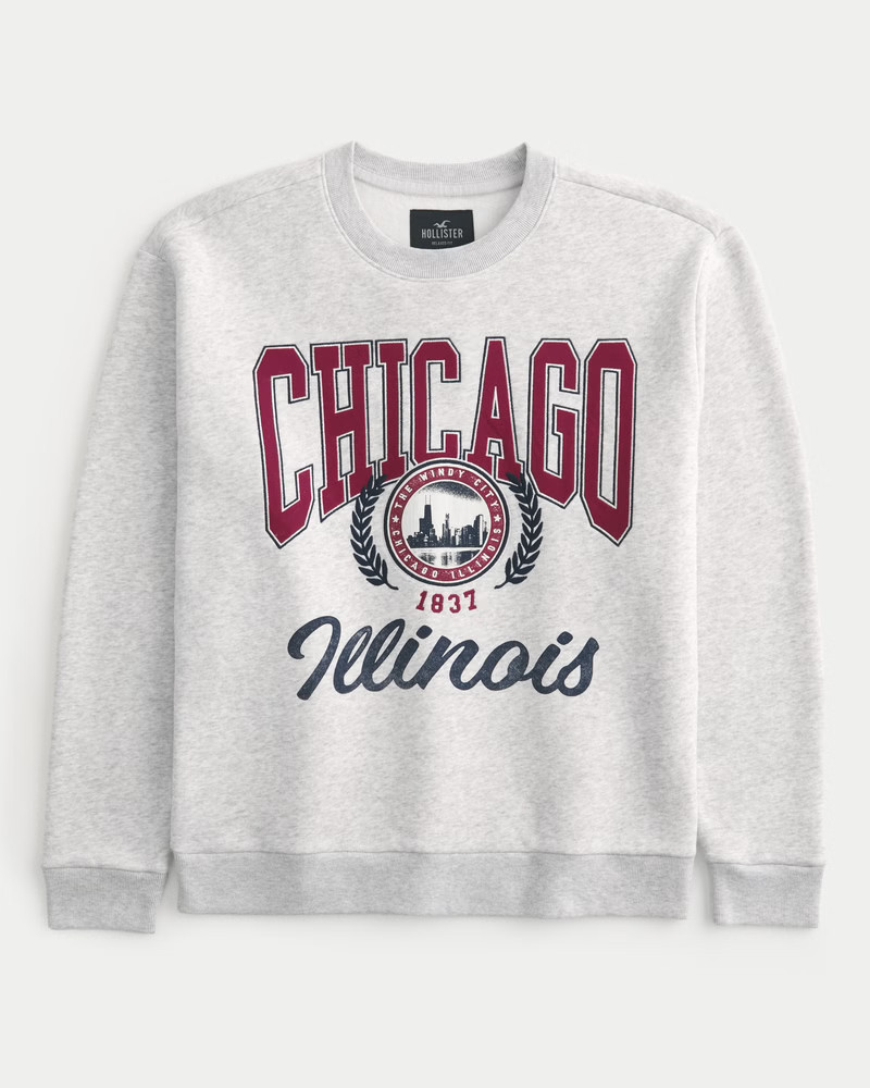 Men's Relaxed Chicago Graphic Crew Sweatshirt | Men's Tops | HollisterCo.com | Hollister (US)