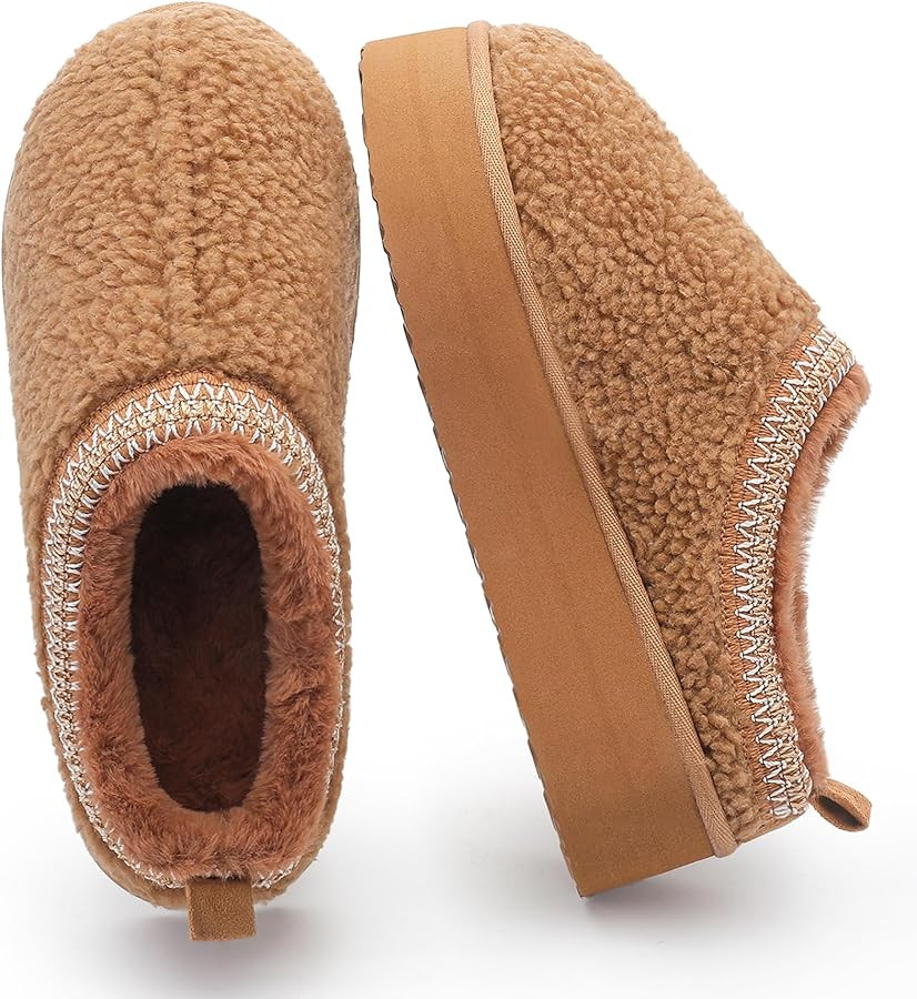 MKP COLLECTION Fuzzy Platform Slippers for Women, Teddy Fleece Upper, Plush Lined Thick Platform ... | Amazon (US)