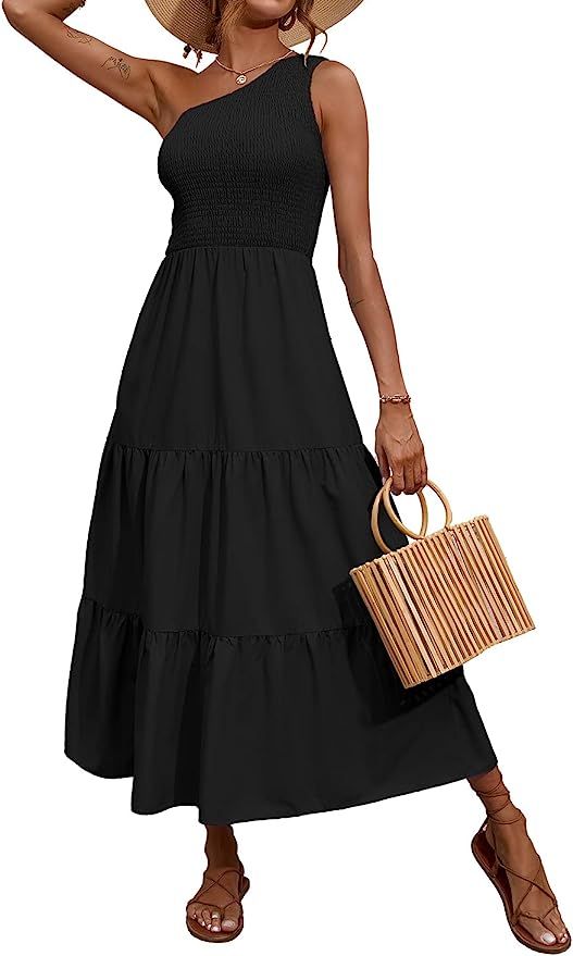 BTFBM Women's Petite-Plus-Size Boho Pleated Swing Maxi Long Dress | Amazon (US)