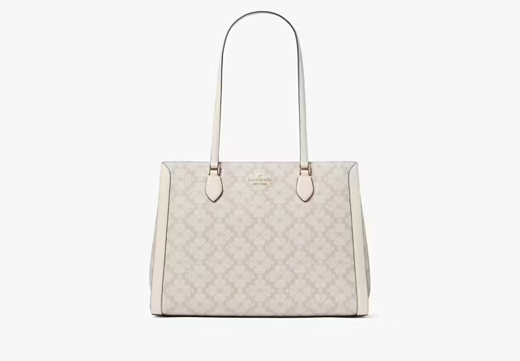 Kate Spade Signature Spade Flower East West Large Laptop Tote, Dark Beige | Kate Spade Outlet