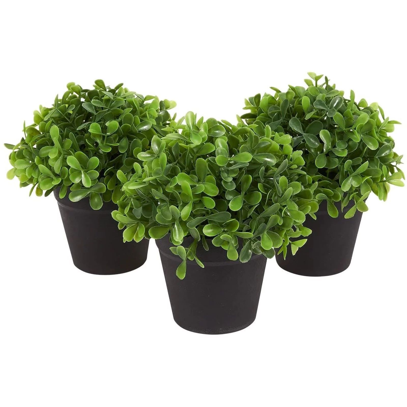 Green Decorative Small Artificial Plants for Home Décor with Black Plastic Pots - 5 X 5.2 X 5 in... | Walmart (US)