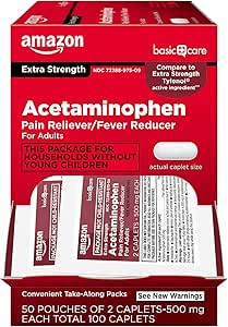 Amazon Basic Care - Extra Strength Acetaminophen Caplet 500 mg, Pain Reliever and Fever Reducer, ... | Amazon (US)