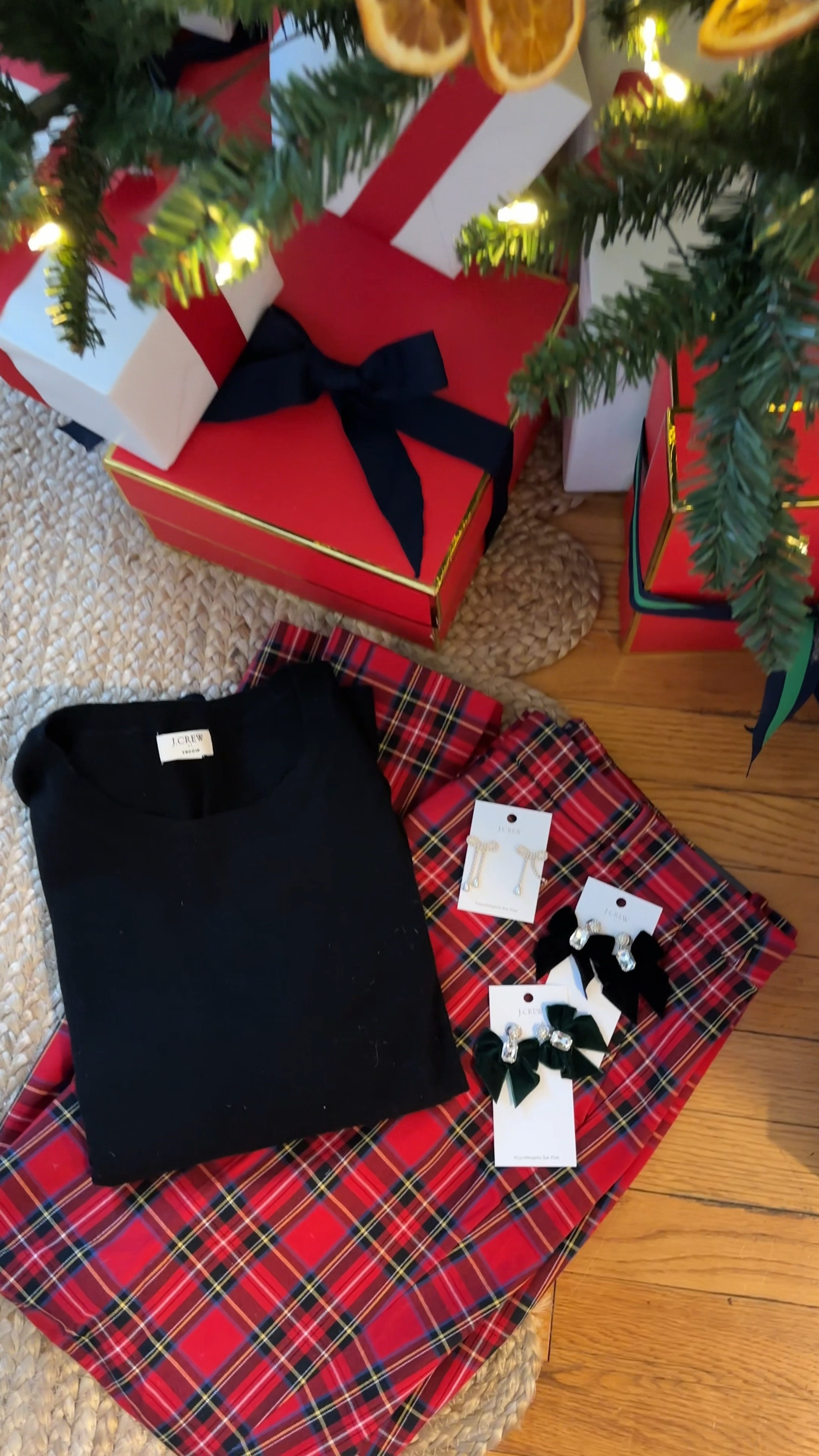 Picked up the cutest red tartan pants (tall, reg, petite), teddie sweater, and festive earrings in the J.Crew Factory Black Friday Sale. Going to look forward to wearing this for one of our holiday parties this year. 

#LTKCyberWeek #LTKWatchNow #LTKHoliday