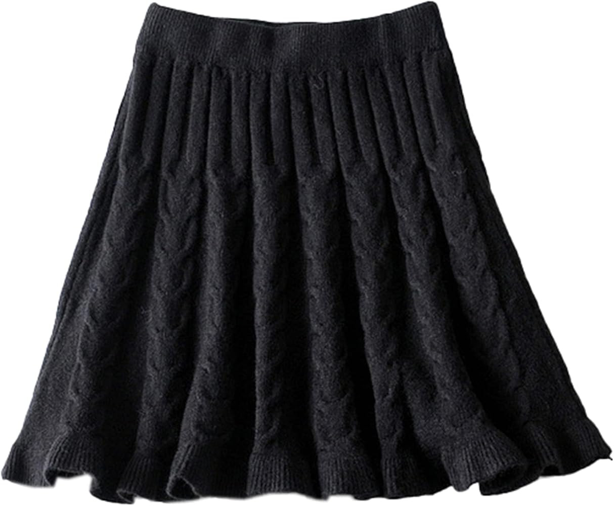 SANGTREE Women's Cute Stretchy Knit Short Pleated Solid Sweater Skirt | Amazon (US)