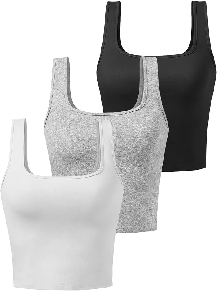 Sports Crop Tank Tops for Women Cropped Workout Tops Racerback Running Yoga Tanks Cotton Sleevele... | Amazon (US)