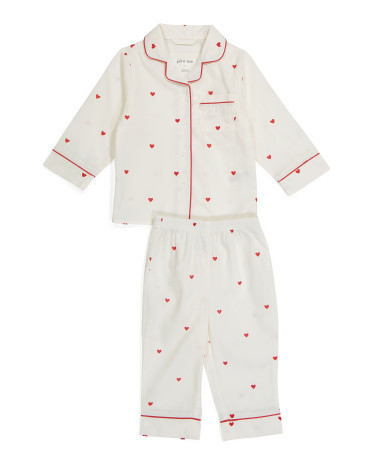 Infant Girls 2Pc Hearts Woven Pajama Set, Polyester | TJ Maxx