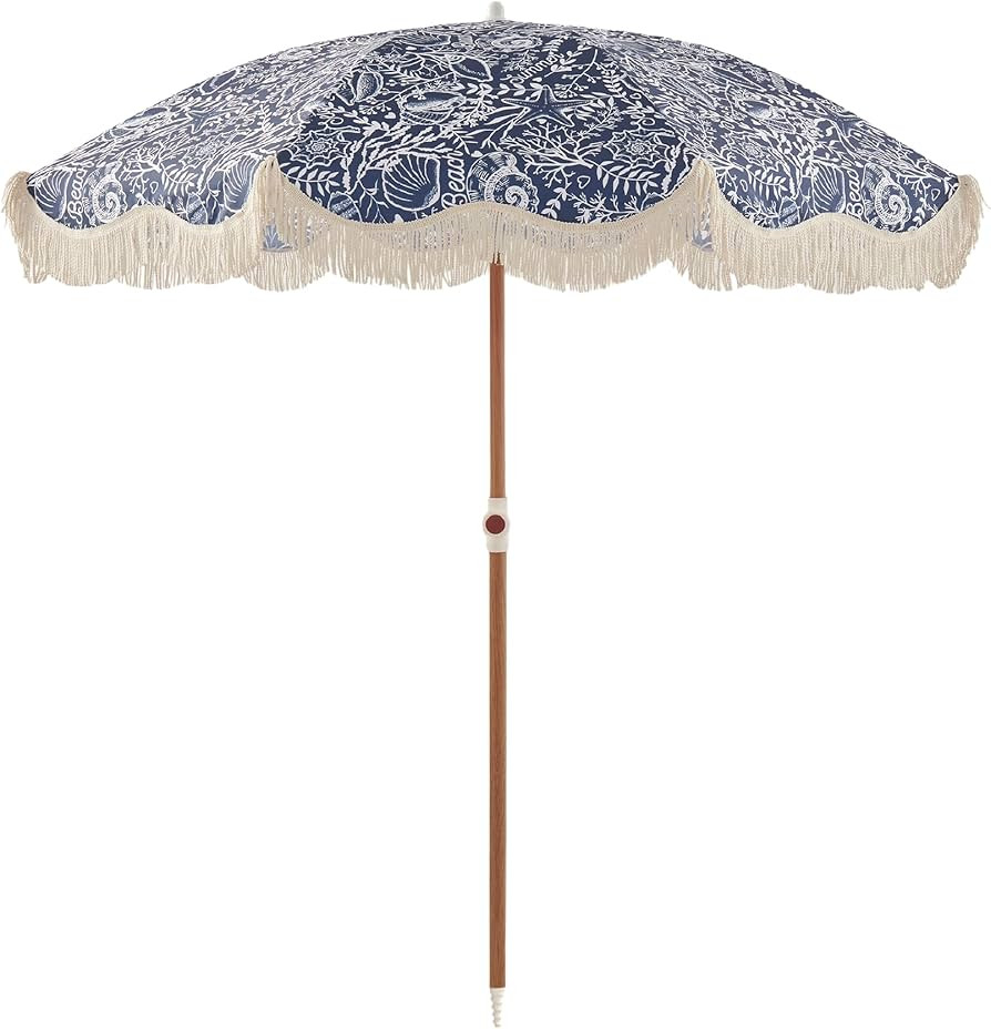 6FT Fringe Beach Umbrella for Sand, Boho Coastal Patio Umbrella with Tassels, UPF 50+ Sun Protect... | Amazon (US)