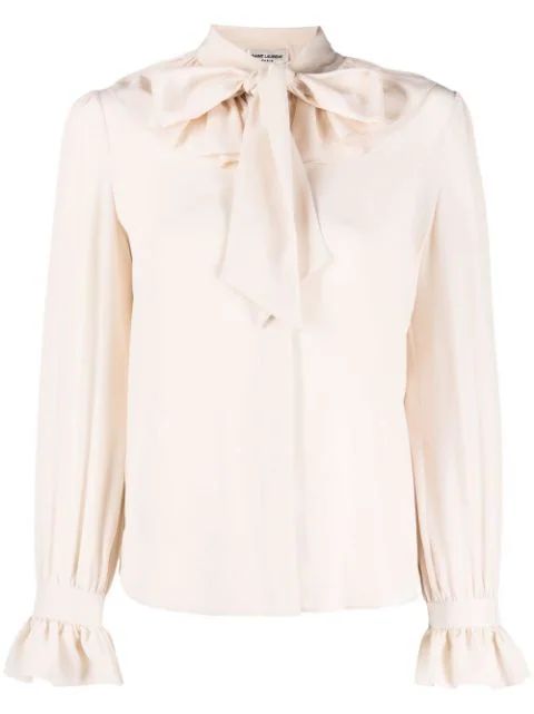 pussy-bow silk blouse | Farfetch Global