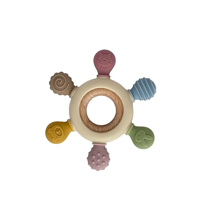 Silicone and Natural Beech wood Baby Teethers (Beige, Ring) | Amazon (US)