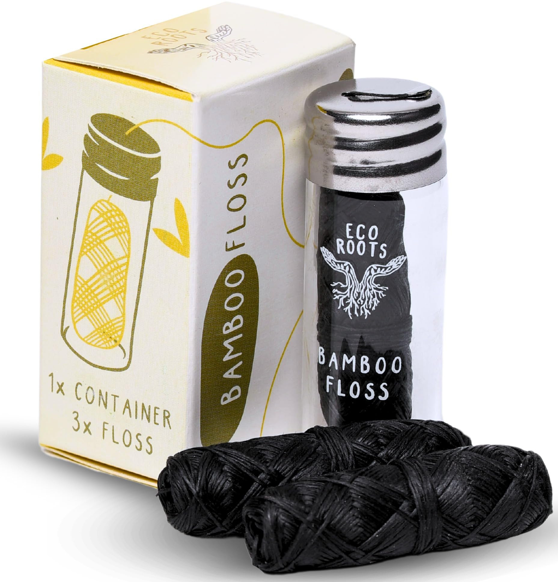 Natural Bamboo Dental Floss: 1 Refillable Glass Container + 3 Biodegradable Bamboo Floss Refill (... | Amazon (US)