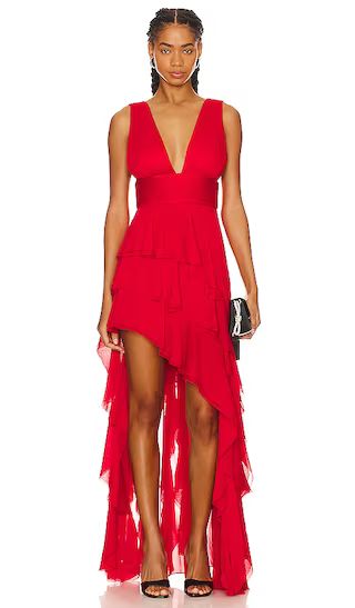 Holly Ruffle Dress in Bright Ruby | Red Gown Spring Gown Spring Gowns Red Prom Dress 2024 Prom 2024 | Revolve Clothing (Global)