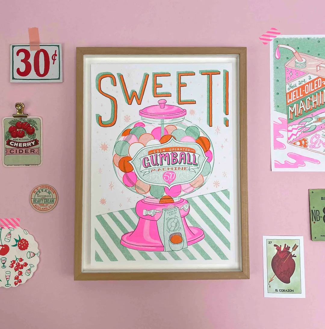 A4 Gum Ball Machine Risograph Print | Etsy (US)