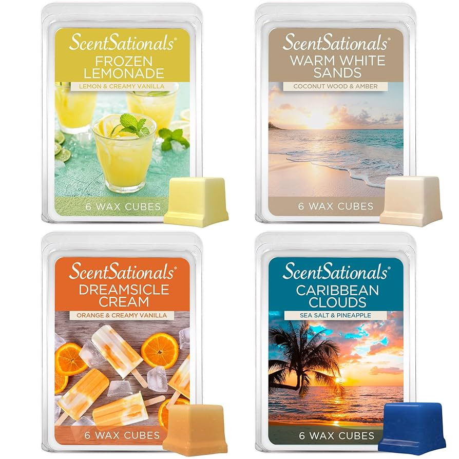 Scentsationals Wax Melts Staycation 4-Pack – Long Lasting Wax Cubes with Strong Scent for Warme... | Amazon (US)