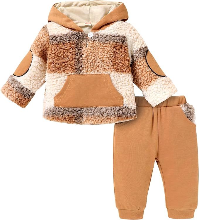 KONIGHT Kids Toddler Infant Baby Boys Girls Winter Outfit Christmas Plaid Hoodie Sweatshirt Jacke... | Amazon (US)
