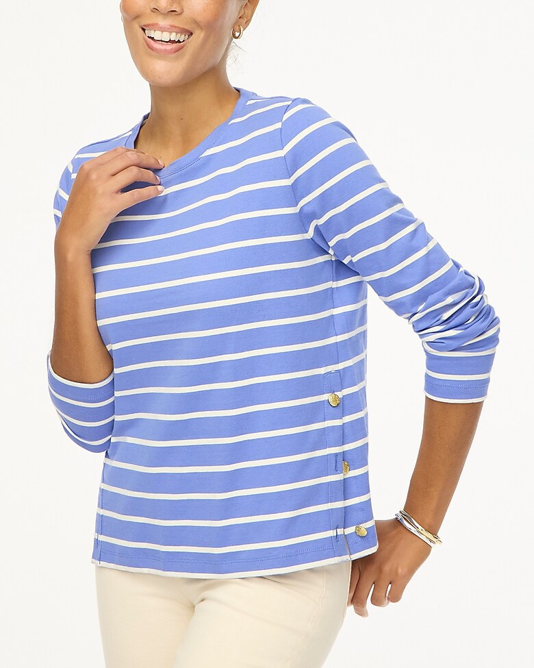 Striped long-sleeve side-button top | J.Crew Factory