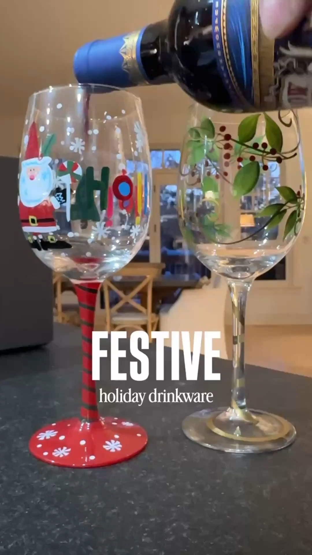 Festive holiday drink-ware is my absolute favorite and I look forward to using my hand painted wine glasses each Christmas! These exact ones are discounted but I found several other festive options, including juice glasses and even stemless wine glass options. 

#LTKHoliday #LTKHome #LTKSaleAlert