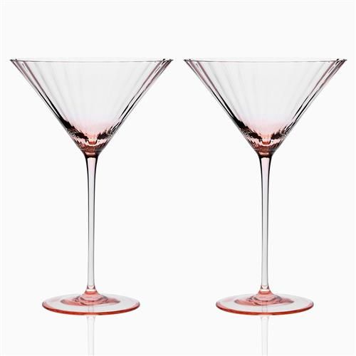 Caskata Quinn Modern Classic Rose Martini Glass - Set of 2 | Kathy Kuo Home