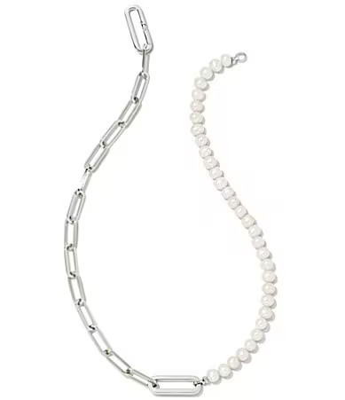 Kendra Scott Ashton Silver Half Chain Necklace - White Pearl | Dillard's
