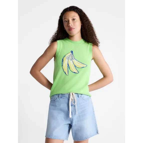 Free Assembly Women's and Women's Plus Graphic Sweater Shell, Sizes XS-4X | Walmart (US)
