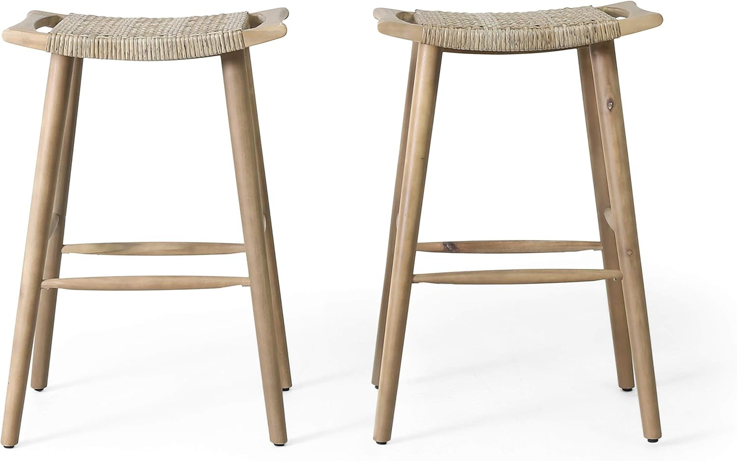 Christopher Knight Home Magwen Outdoor Acacia Wood Barstool with Wicker (Set of 2), Light Brown a... | Amazon (US)