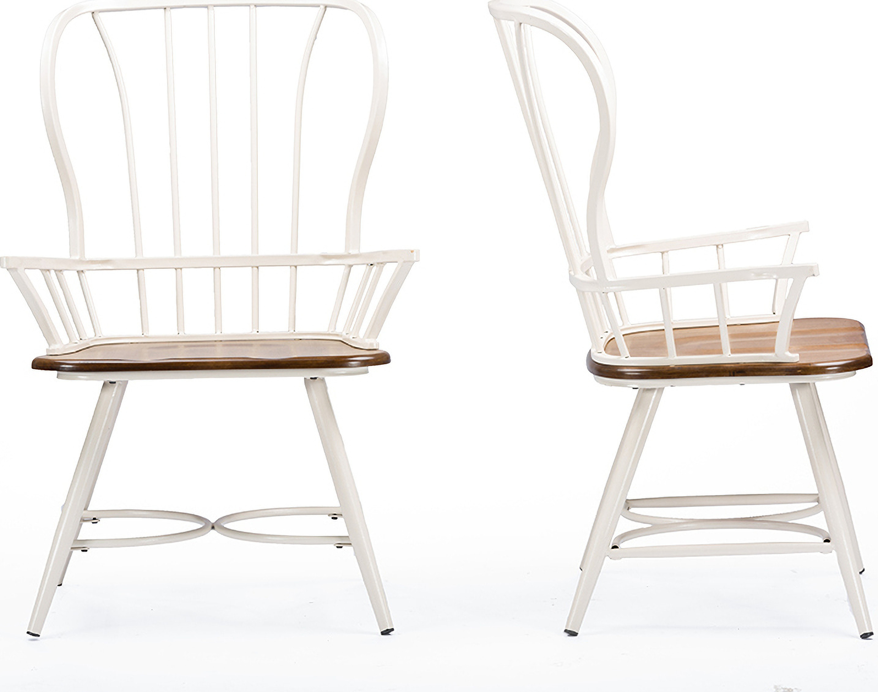 Baxton Studio Longford Dark-Walnut Wood And White Metal Vintage Industrial Dining Arm Chair (Set ... | 1stopbedrooms