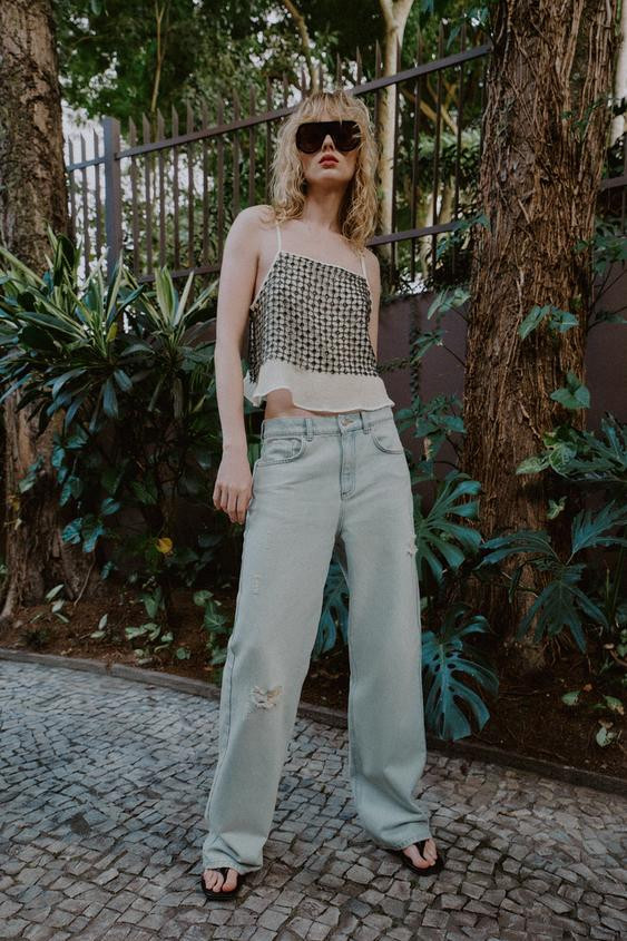 METALLIC THREAD SEQUIN TOP | Zara US