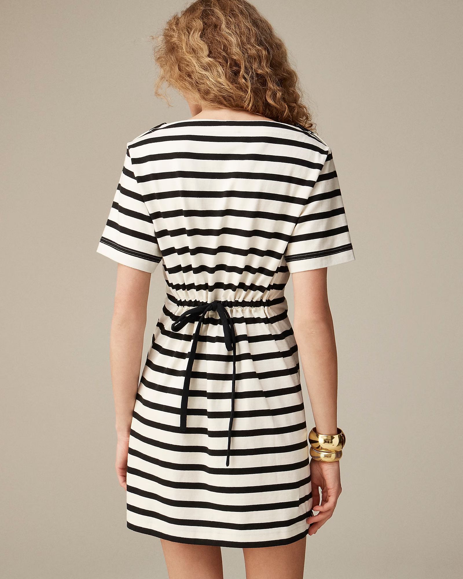 Tie-back mini dress in stripe | J.Crew US