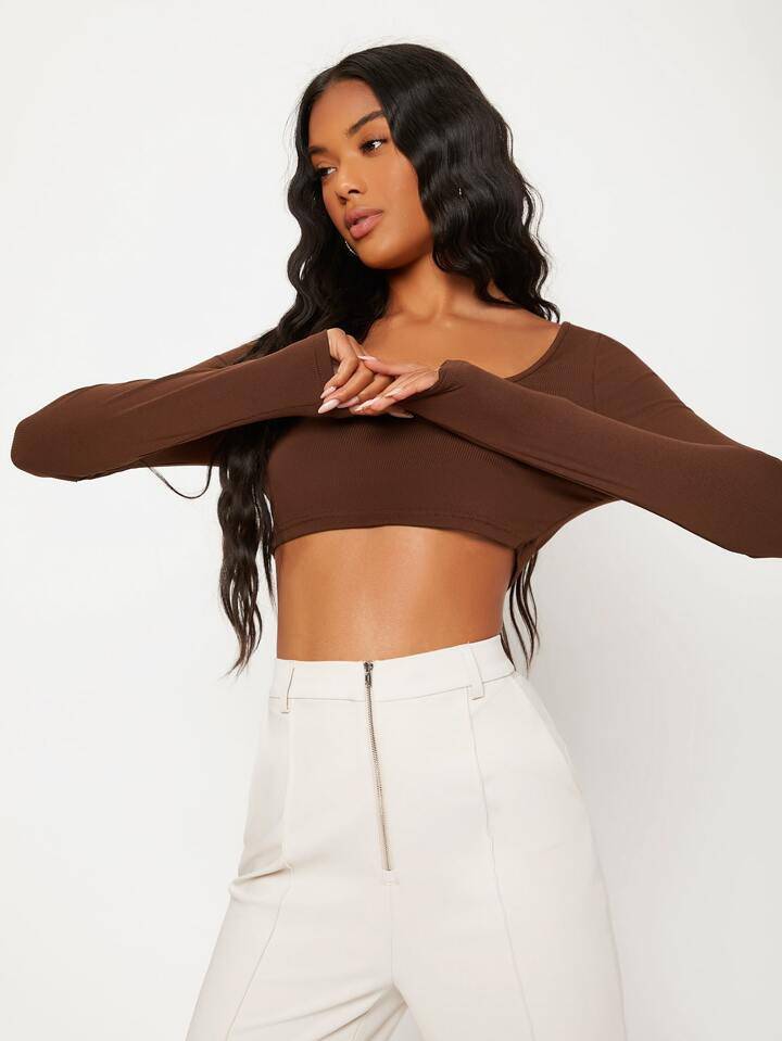 SHEIN BASICS White Knit Women's Slim Fit Crop Top With  Letter & Heart Pattern | SHEIN