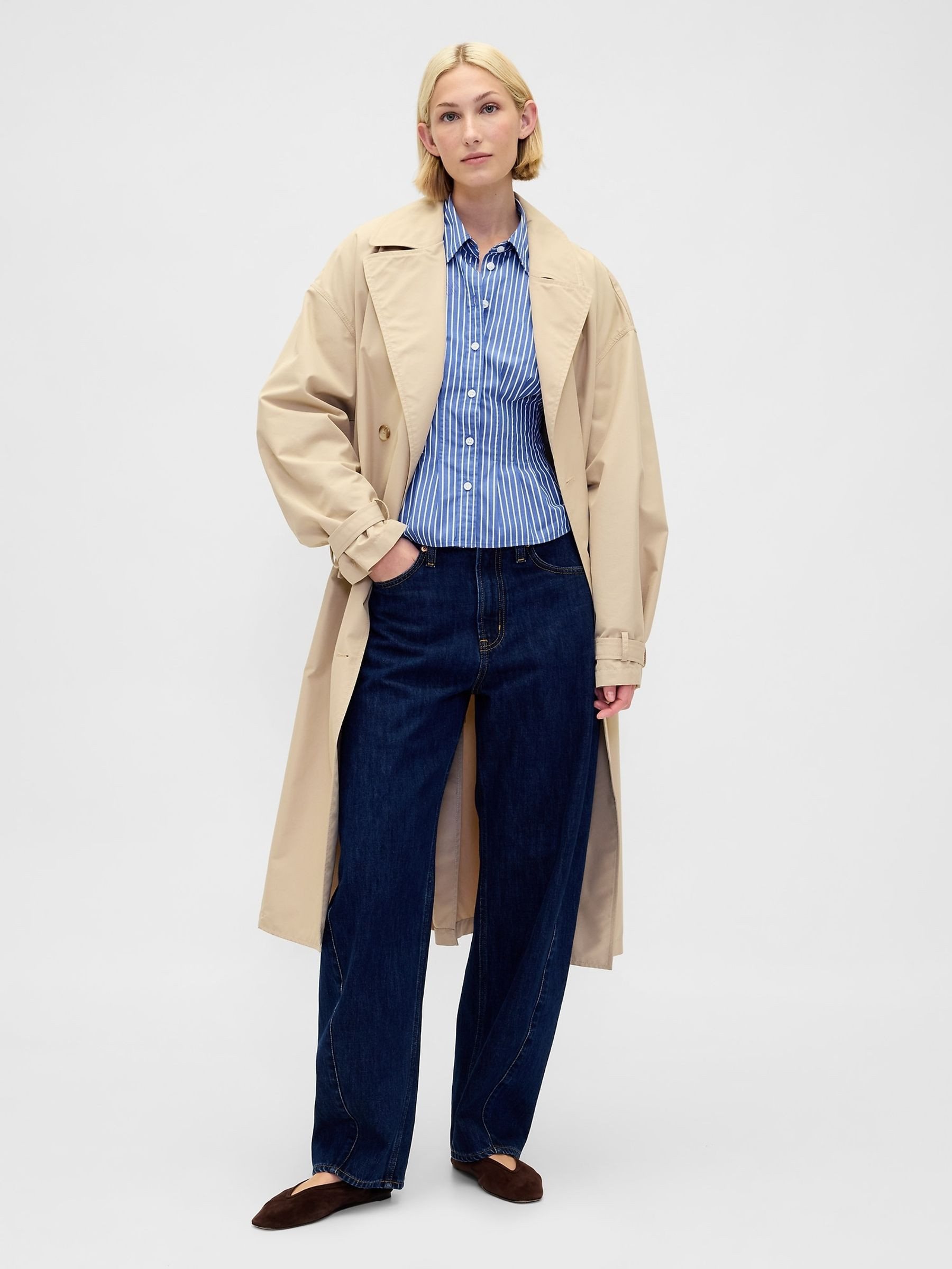 Blue Stripe Cotton Poplin Fitted Shirt | Gap | GAP UK