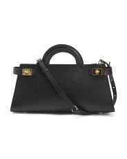 Made In Italy Leather East West Satchel With Double Buckles | TJ Maxx