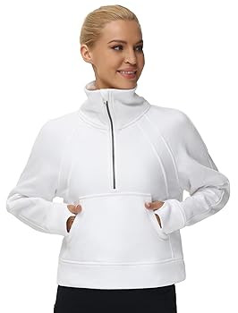 THE GYM PEOPLE Womens' Half Zip Pullover Fleece Stand Collar Crop Sweatshirt with Pockets Thumb H... | Amazon (US)