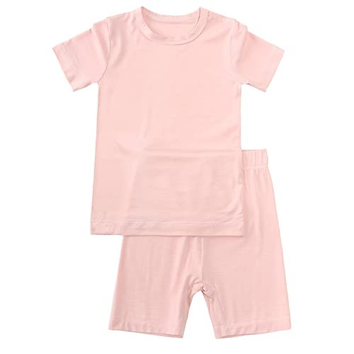 Aablexema Baby Short Summer Pajamas - Toddler Cool Jammies Pjs Rayon from Bamboo,2pcs Kids Sleepwear Set for Boys Girls(Pink,4y) | Amazon (US)