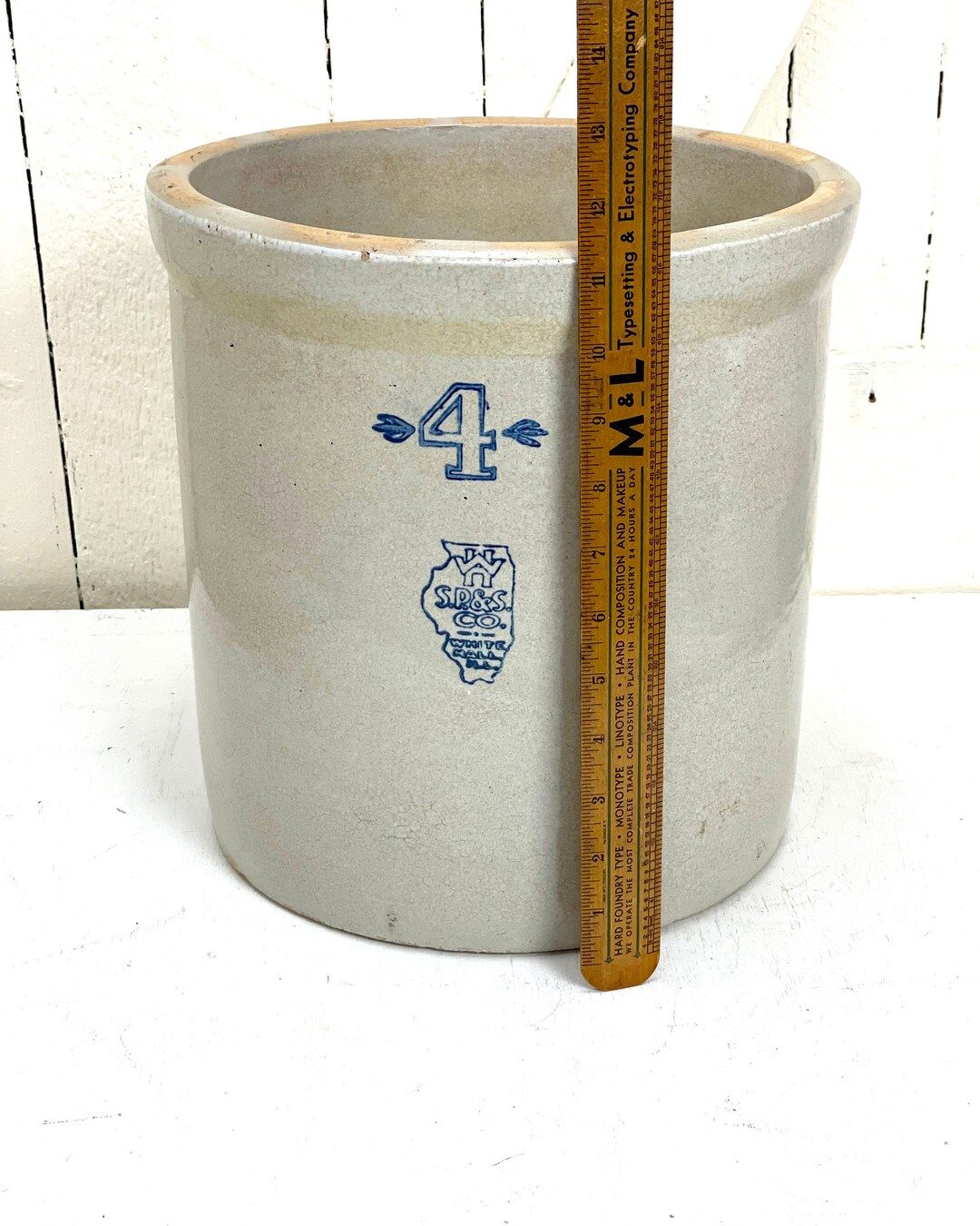Antique stoneware crock, 4 gallon crock, W.H. S.P. & S. CO. Illinois in excellent condtion at Kat... | Etsy (CAD)