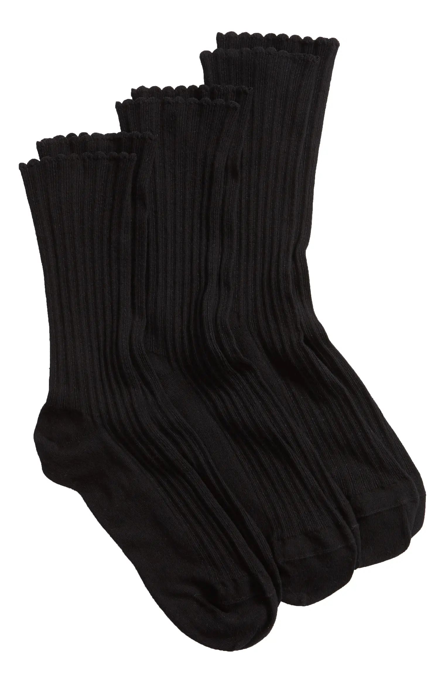 3-Pack Scalloped Rib Crew Socks | Nordstrom