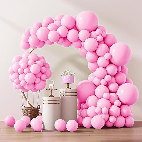 RUBFAC 129pcs Pink Balloons Different Sizes 18 12 10 5 Inches for Garland Arch, Pink Balloons for... | Amazon (US)