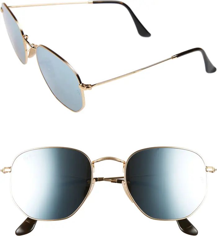 54mm Hexagonal Flat Lens Sunglasses | Nordstrom