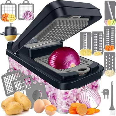 12-In-1 Vegetable Chopper, Kitchen Gadgets With 7 Blades, Veggie, Food, Onion Chopper, Cucumber Slicer, Versatile Mandoline, Includes Egg Separator & | Wayfair North America