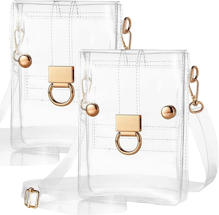 Women Small Clear Clutch Purse Crossbody Shoulder Bag Stadium Approved, Cute Transparent PVC Plas... | Amazon (US)