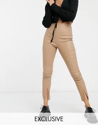 COLLUSION faux leather fitted leggings with front split | ASOS (Global)