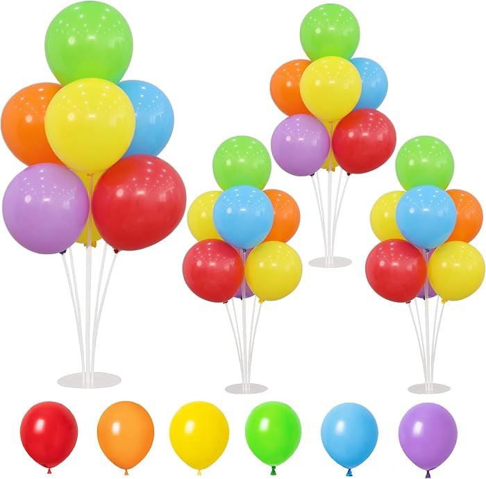 4 Balloon Stand Kit For Table With Base Centerpieces Rainbow Balloons Holder Birthday Party Decor... | Amazon (US)